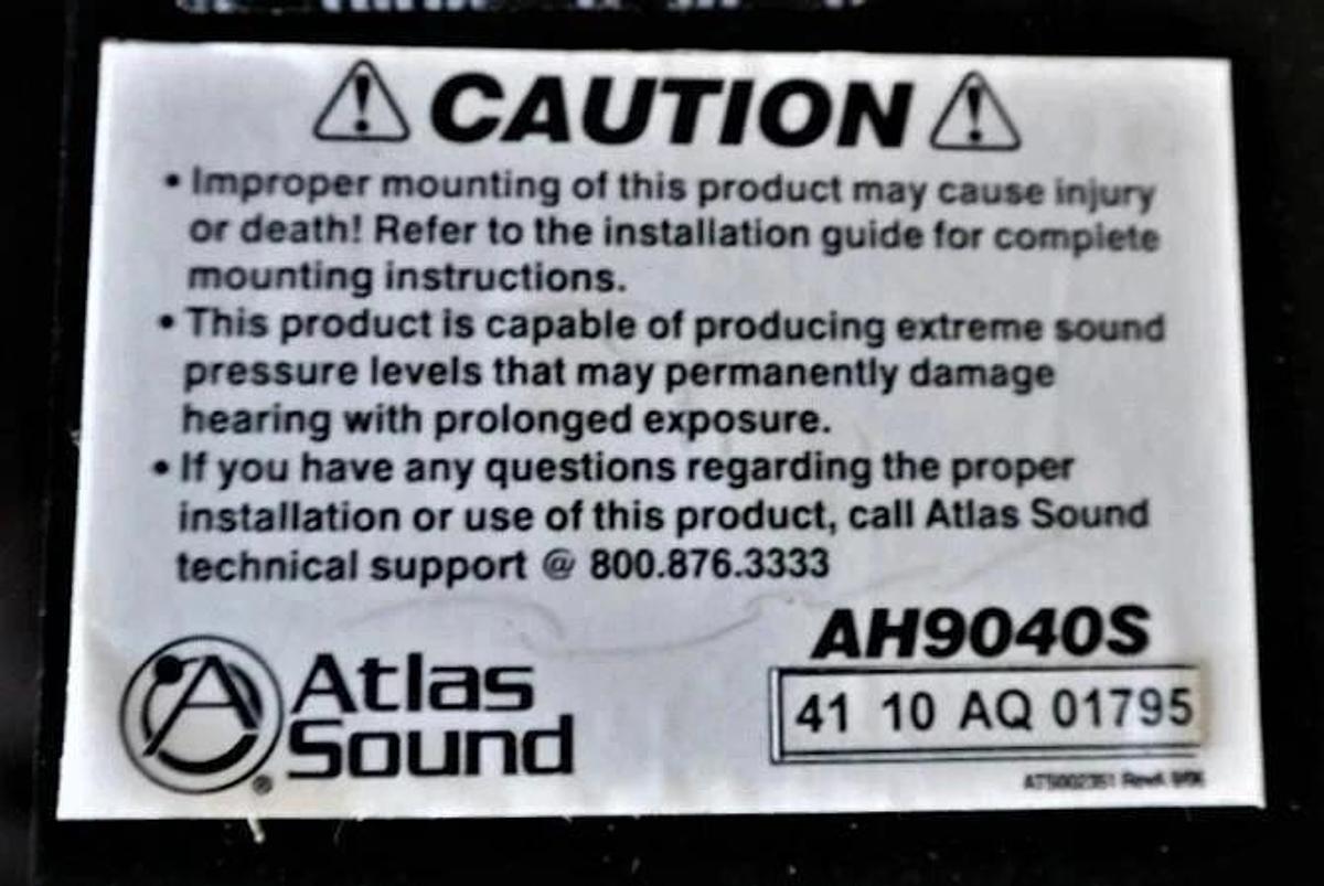 Pair of Atlas Sound AH9040S Stadium Horn Speakers System 15" 15 inch 2-way (New)
