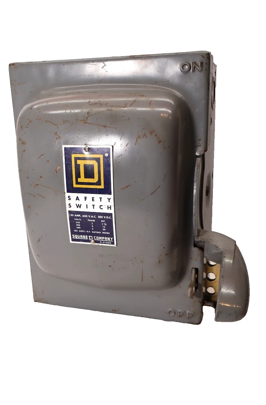 Used SQUARE D K-313304 K313304 30Amp 30 A 3ph 600Vac 250Vdc Safety Switch