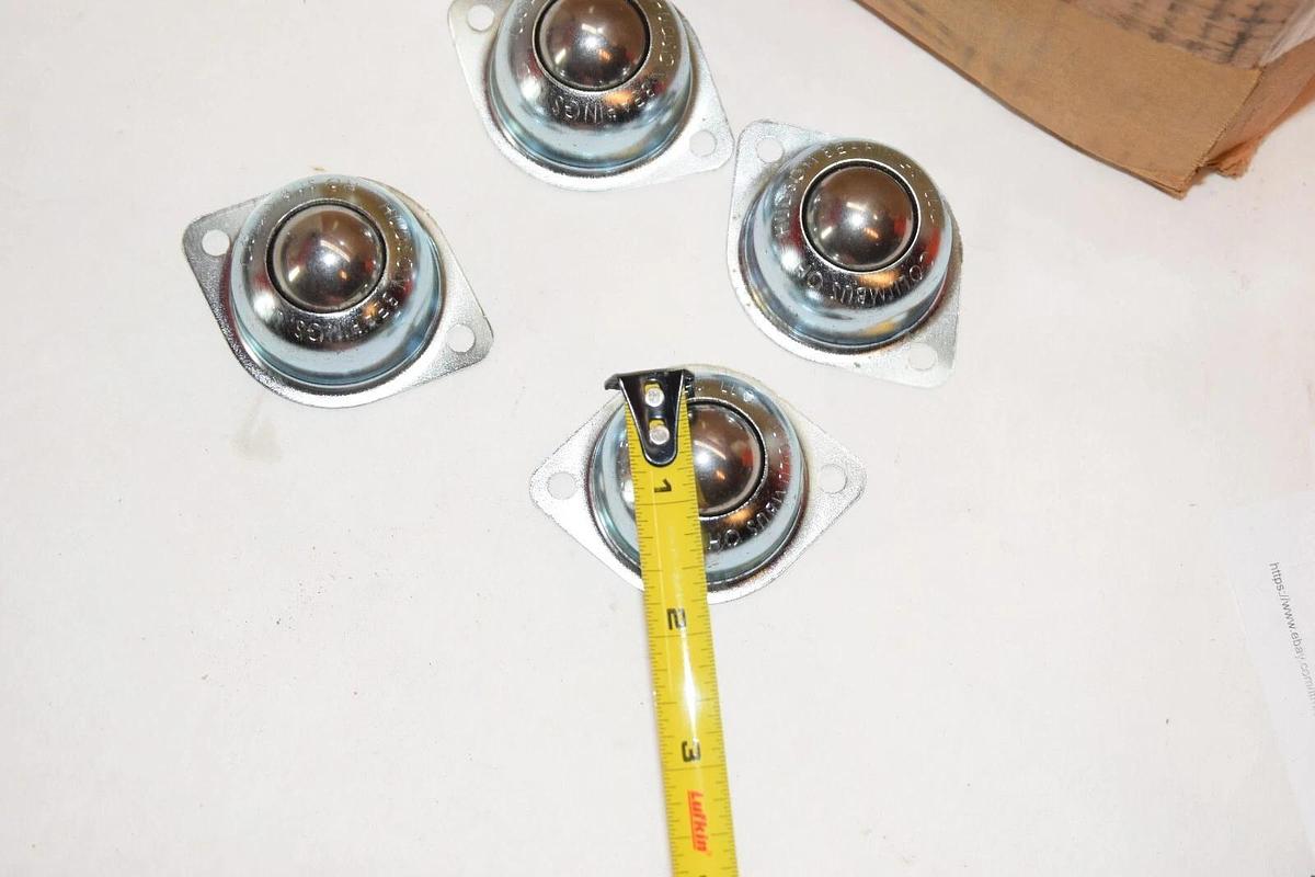 (NEW - Lot of 4) HUDSON BEARINGS Ball Transfer Unit 1" Stud x 1/4" Threaded Stem