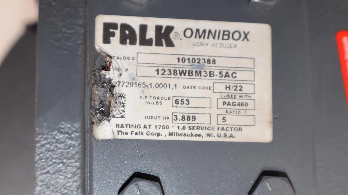 Falk Omnibox Gear Box Worm Speed Reducer 1238WBM3B-5AC 10102388 RIGHT 5:1 NOS