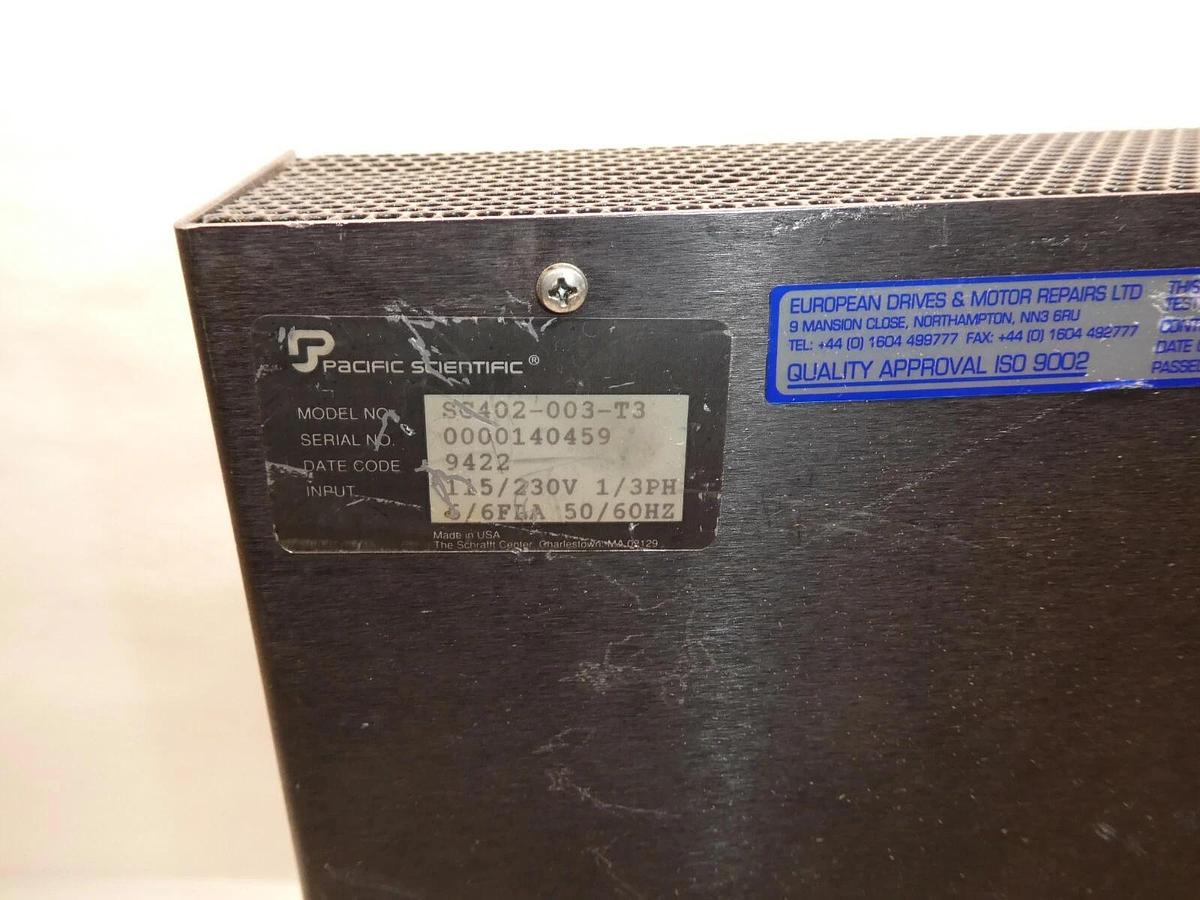 Used PACIFIC SCIENTIFIC SC402-003-T3 115/230V 1/3ph 50/60Hz Servo Controller