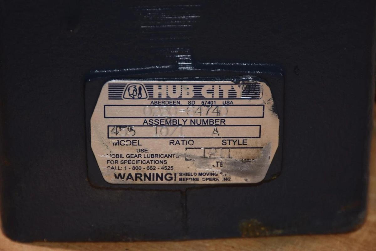 (NEW) HUB CITY 0220-64747 455 Ratio 10:1 Style A Gear Reducer