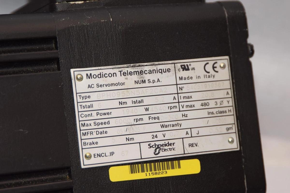 (NEW) MODICON TELEMECANIQUE BPH0953N5AF2CA2 1940W 4540rpm Servo Motor