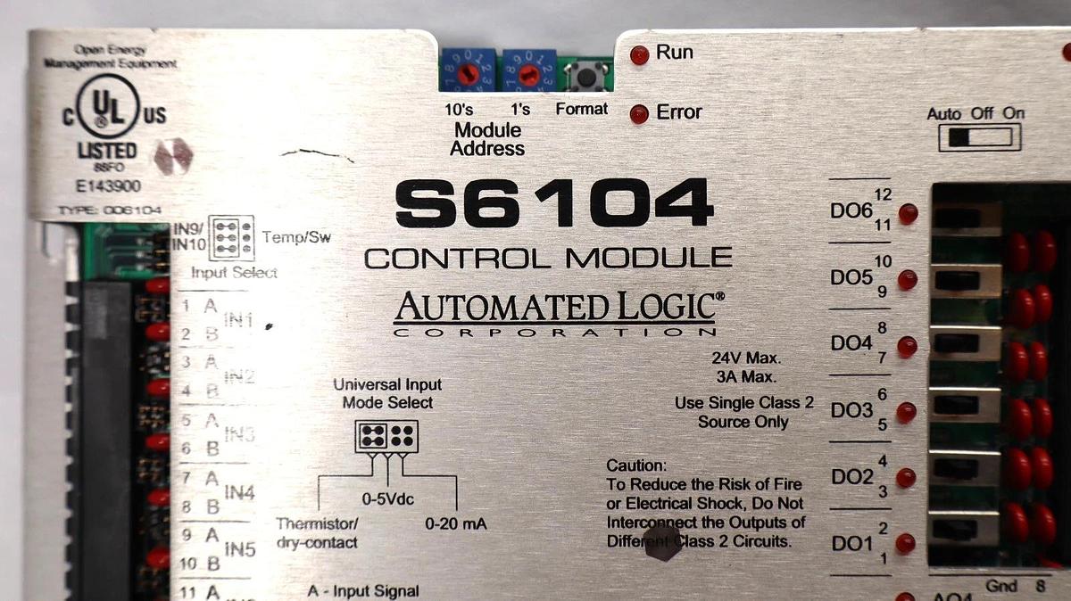 Used Automated Logic Corp. S6104 Control Module