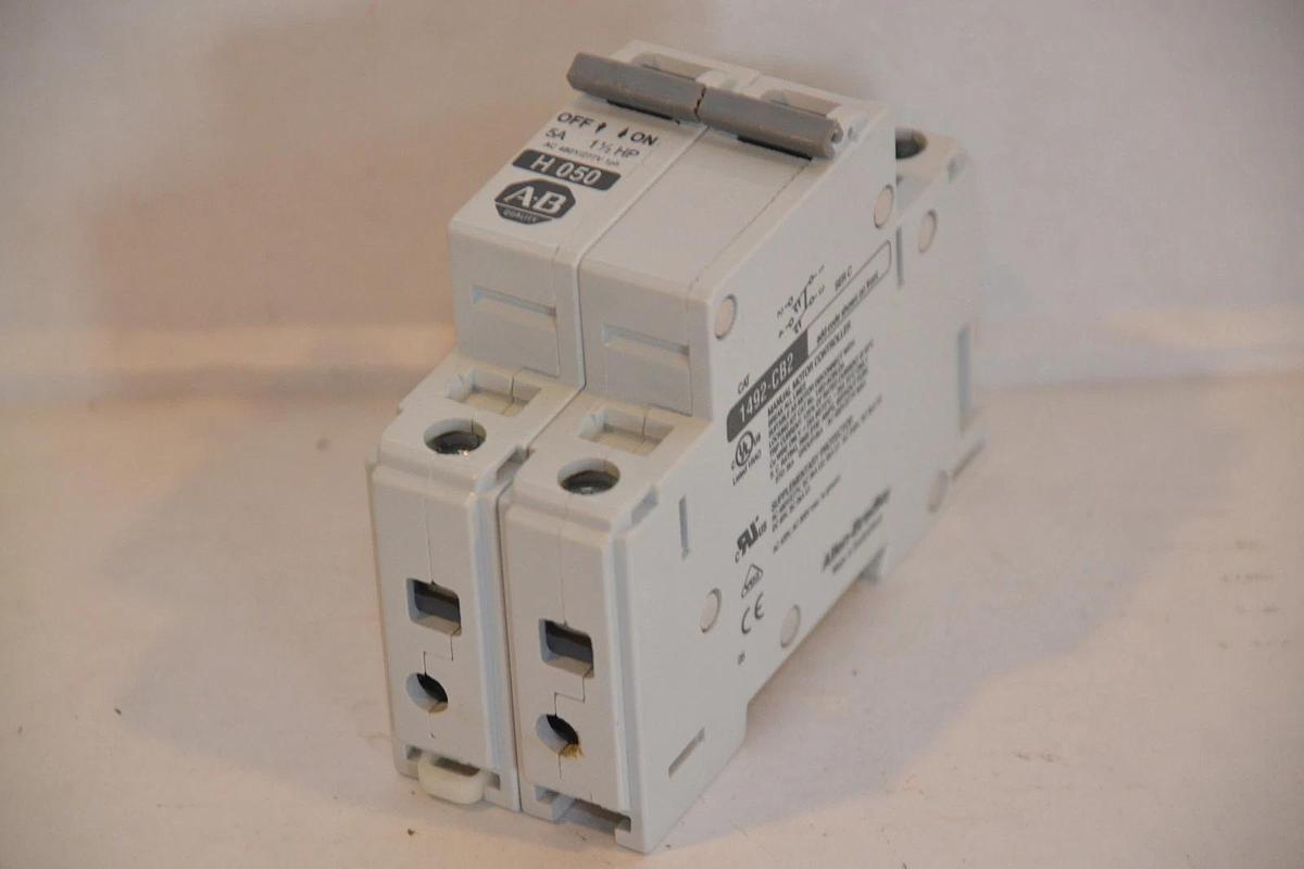 Used Allen Bradley 1492-CB2 H050 H 050 Circuit Breaker 5A 5 A 5 Amp 1 1/2hp 480Y/277v