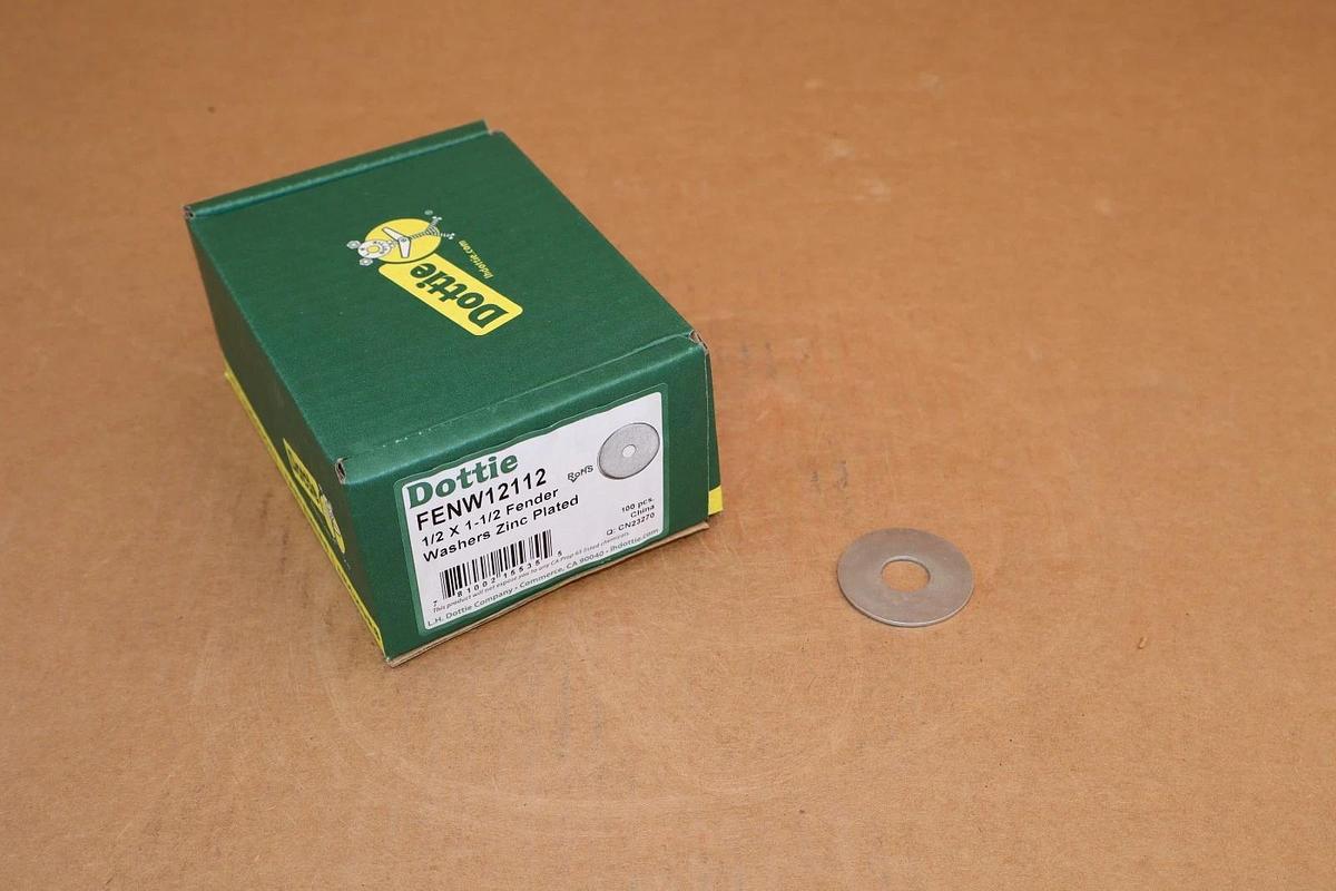 Dottie 1/2x1-1/2 Fender Washers Zinc Plated FENW12112 *Box of 100* NEW