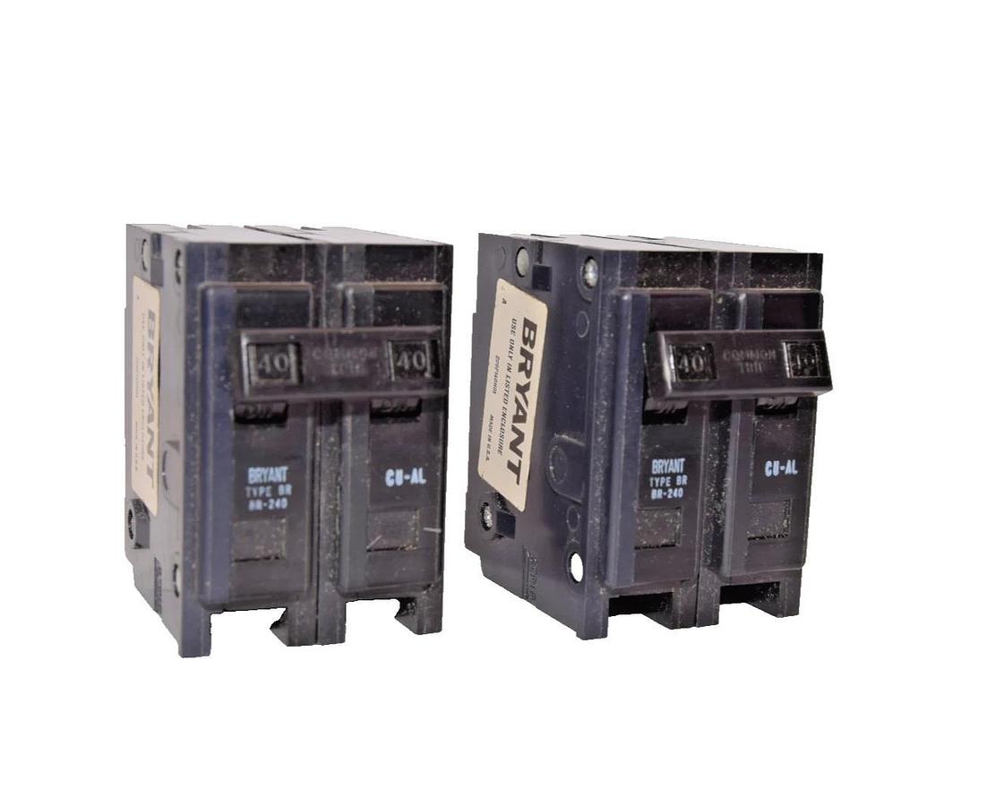 Used Bryant Circuit Breaker BR-240 40A 40 A Amp 2P Type BR  (Lot of 2)