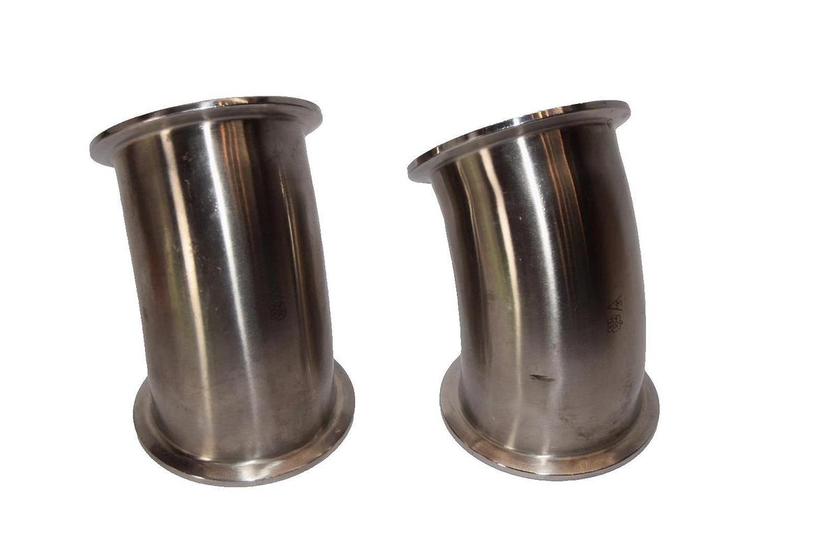 3" Sanitary 45° Sanitary Clamp 304 Stainless Steel Fitting (New - Lot of 2)