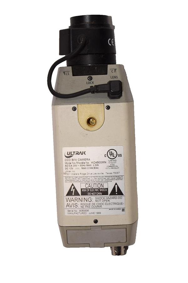 Used Ultrak KC4500MN 24Vac 60Hz 2.5W B/W CCD Camera w/2.8m F1.4 CCTV Lens