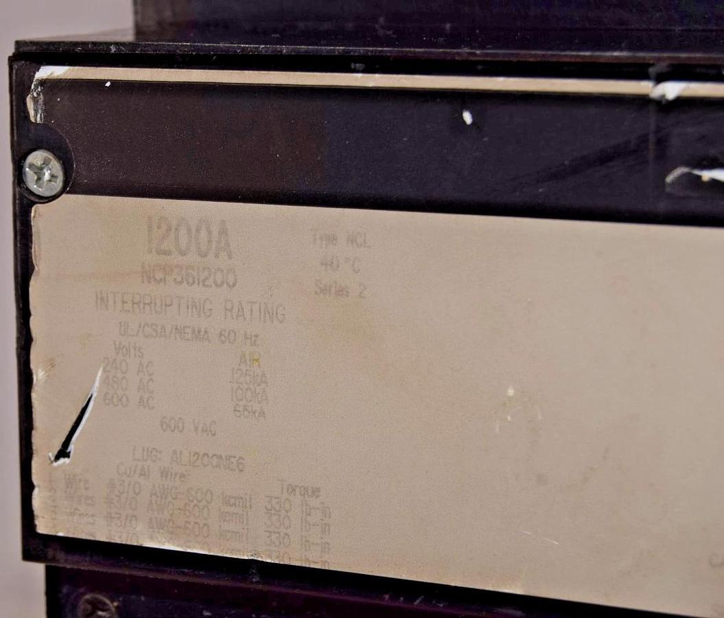 Used Square D NCL 1200A Breaker NCP361200 Ser 2 1200 Amp 3p 600vac