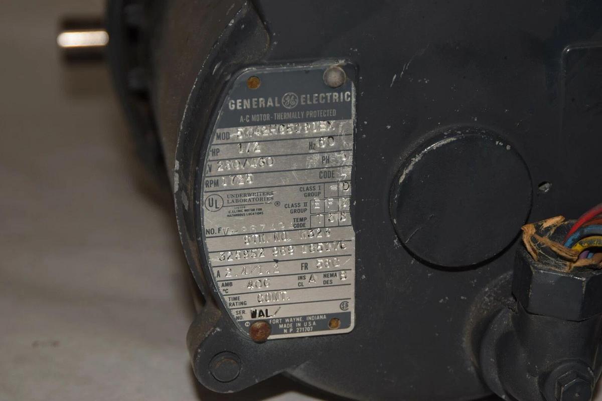 Used GE 5K42HG5180EX 1/2hp .5hp Motor 230/460V 3ph w/ Patterson Gearmotor 20:1