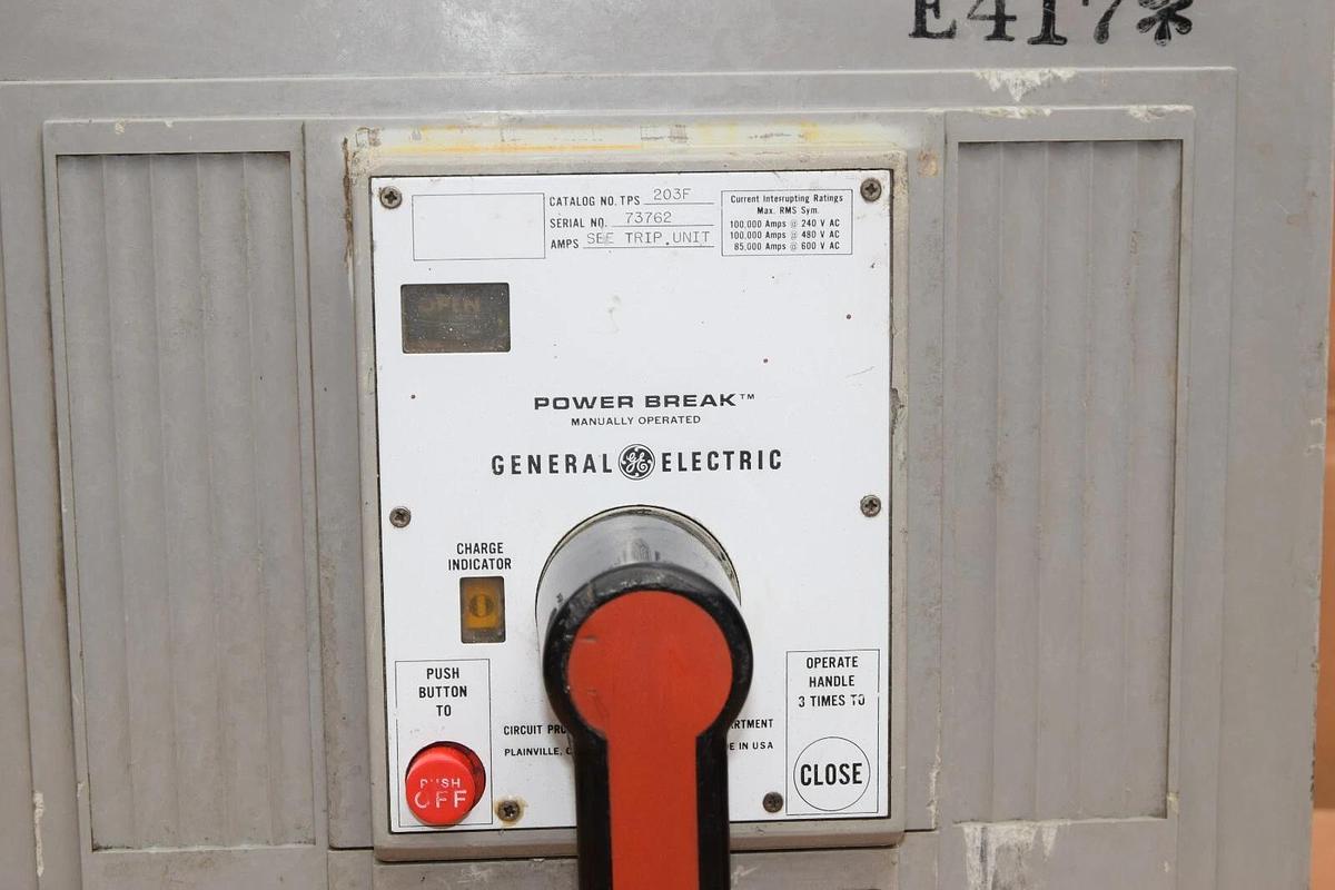 Used GE TPS203F 2000A Power Break Circuit Breaker w/ 1600 Amp Trip General Electric