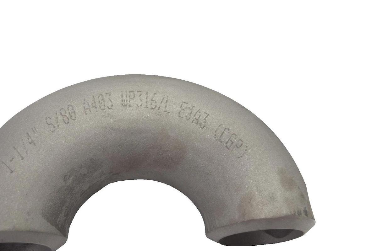 MRC 180° 1-1/4" SS weld Fitting Stainless Seamless Buttweld S/80 A403 WP316/L