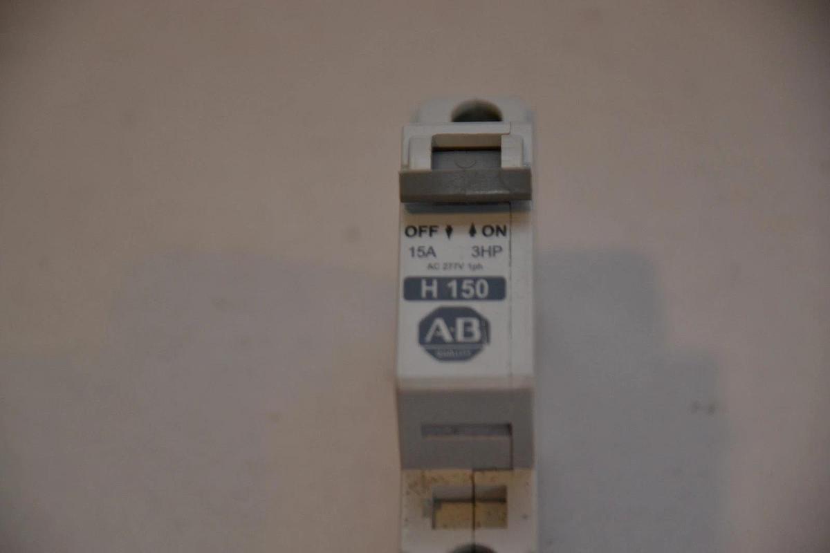 Used Allen Bradley 1492-CB1 H150 H 150 Circuit Breaker 15A 15 Amp 3hp 277vac 1ph