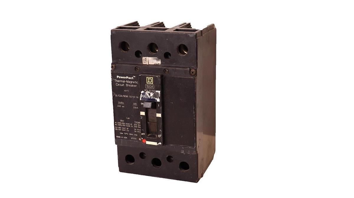 Used SQUARE D KDL32150 150A PowerPact Thermal-Magnetic Circuit Breaker