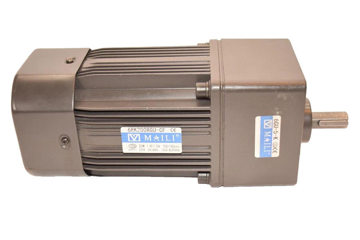 Used MAILI 6RK200RGU-CF Speed Regulating Motor 200W 220V w/ Gearbox Reducer 6GU-5-K