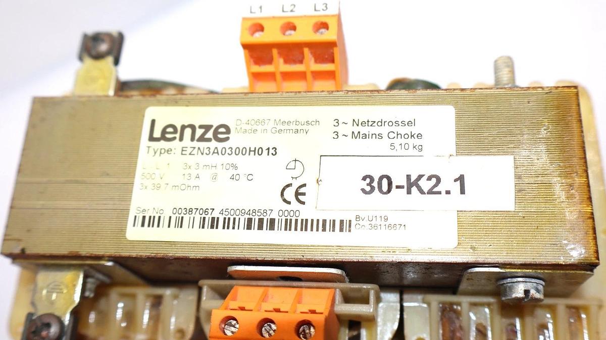Used Lenze EZN3A0300H013 , 3x3mH 10% 500V 13A Mains Filter Reactor