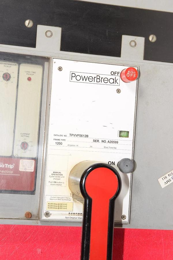 Used GE GENERAL ELECTRIC TPVVF5612B 1200A Amp 3P PowerBreak Circuit Breaker TP4VT20B