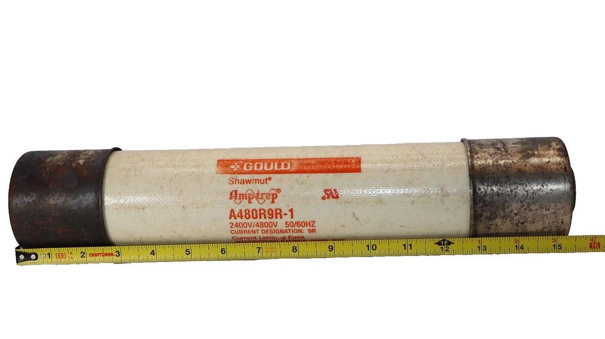 Used GOULD Shawmut AmpTrap fuse A480R9R-1 A480R9R1 9R 2400/4800v 50/60hz