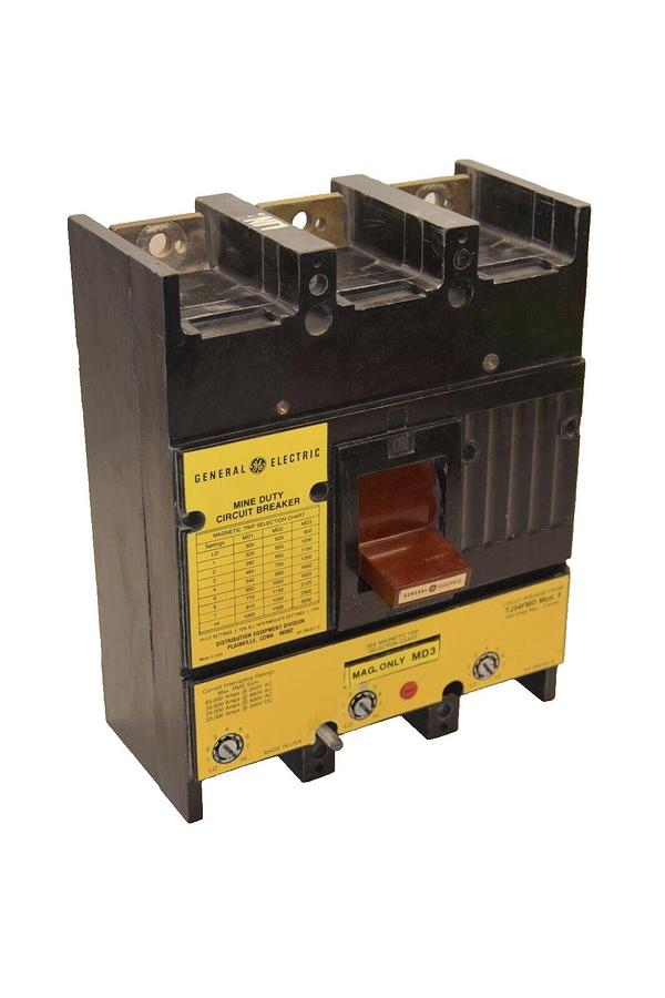 Used GE General Electric 400Amp FRAME 3 POLE Mine Duty Circuit Breaker TJ34FMD 400 A