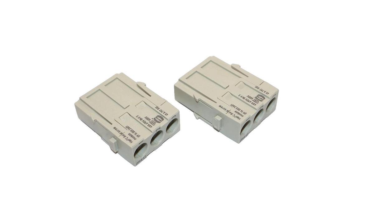 Harting Male Module Insert Han 3 MOD M-S 40A Plug 09140032601 2-Pack (New)