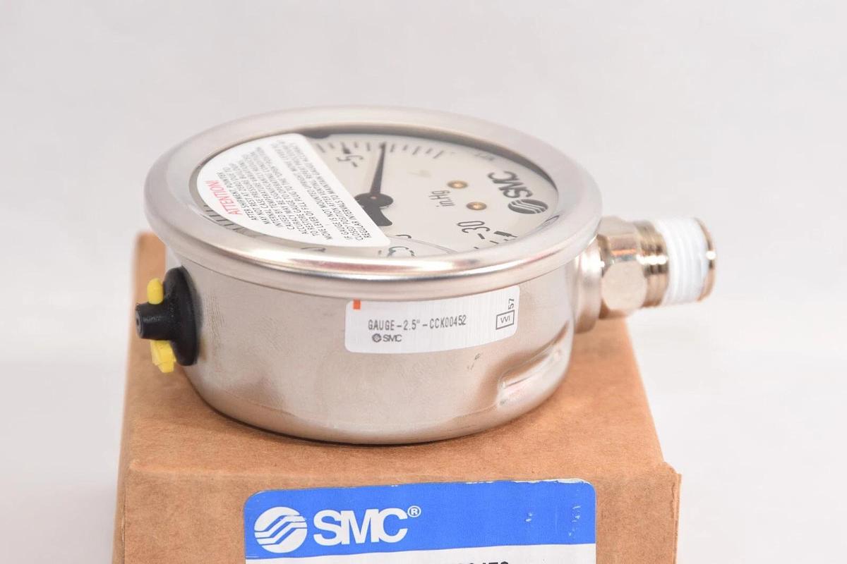 (NEW) SMC GAUGE-2.5"-CCK00452 CCK00452 2.5" Face -30 to 0 mm HG Special Gauge