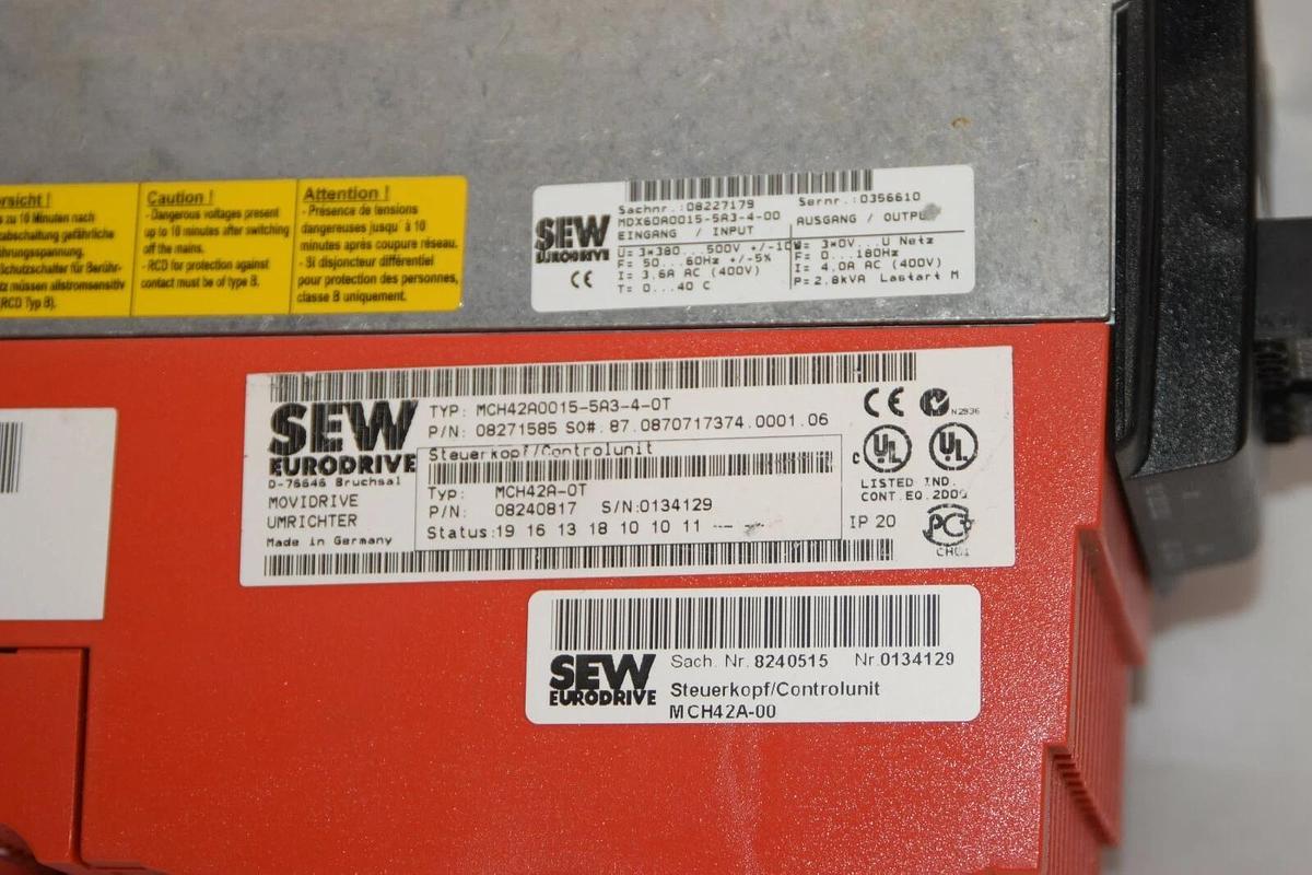 Used SEW EURODRIV E MCH42A0015-5A3-4-0T Movidrive Frequency Converter Inverter
