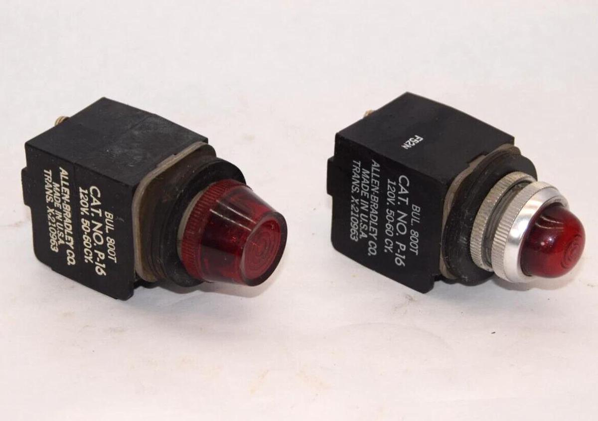 Used (Lot of 2) ALLEN BRADLEY P-16 800T 120V 50-60cy Red Indicator Light