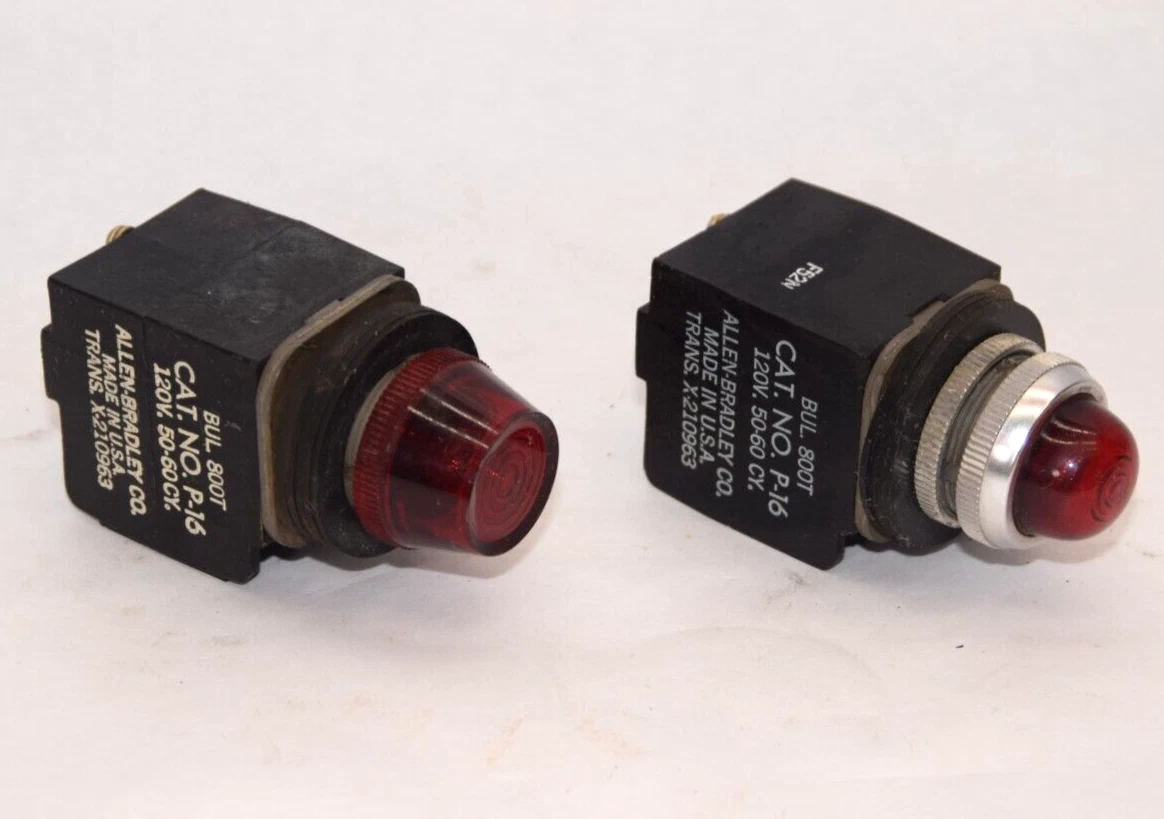 Used (Lot of 2) ALLEN BRADLEY P-16 800T 120V 50-60cy Red Indicator Light