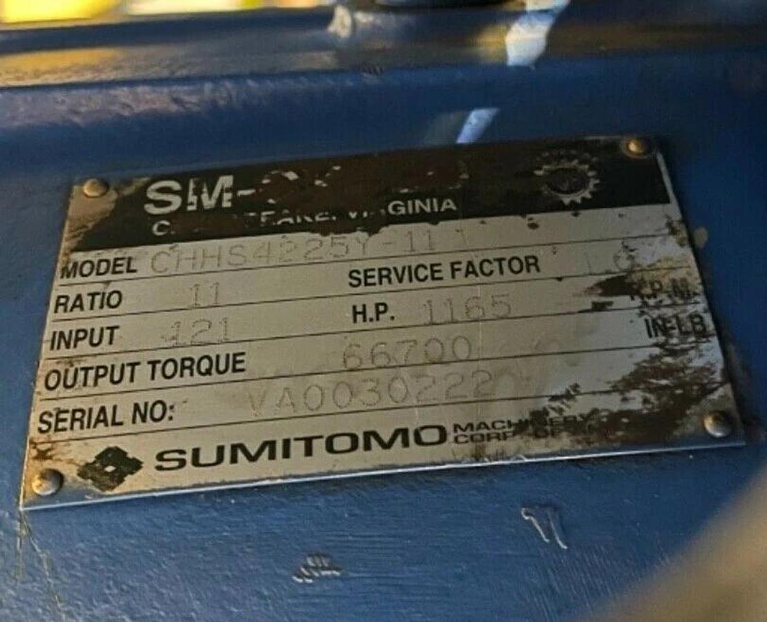 Used Sumitomo SM-Cyclo CHHS4225Y-11 Gear Reducer 11:1 Ratio 1165 HP 66,700 Torque out