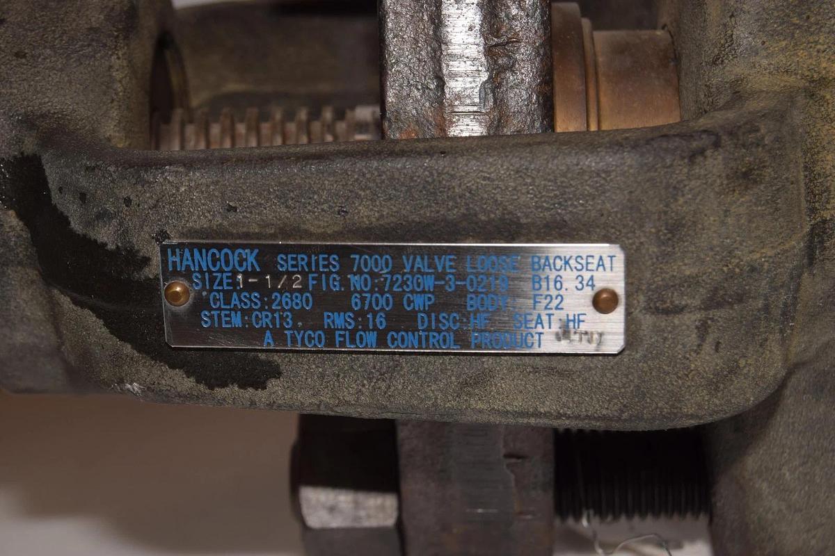 Hancock Tyco Flow Valve Series 7000 1-1/2" 7230W-3-0219 (NOS)
