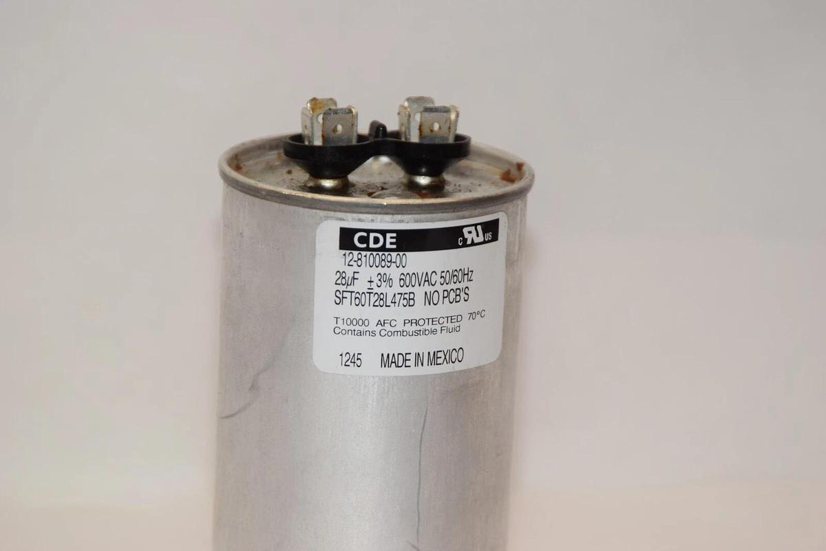 Used CDE 12-810089-00 SFT60T28L475B 28uF 600Vac 50/60Hz Capacitor