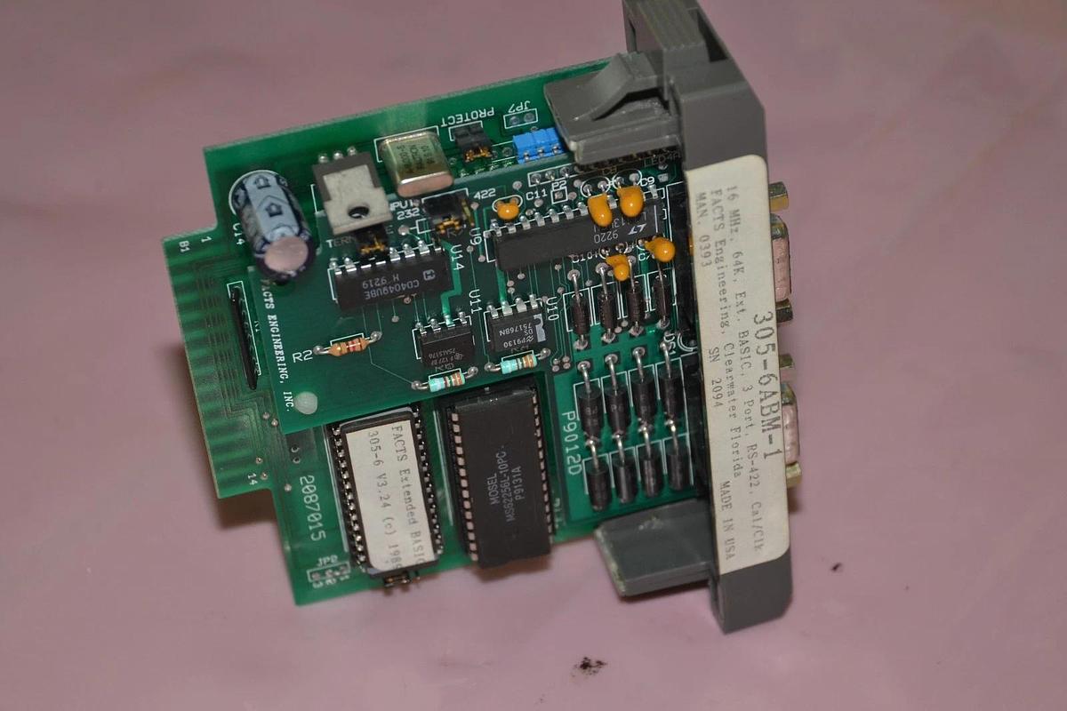 Used FACTS ENGINEERING PLC CARD 305-6ABM-1 ASCII/BASIC EXTENDED MODULE