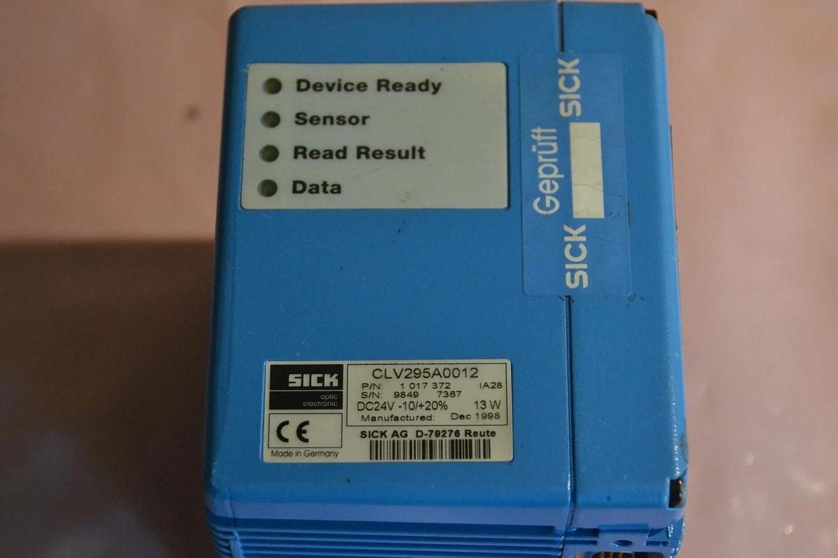 Used SICK OPTIC BARCODE SCANNER CLV295A0012 DC 24V -10/+20% 13 W