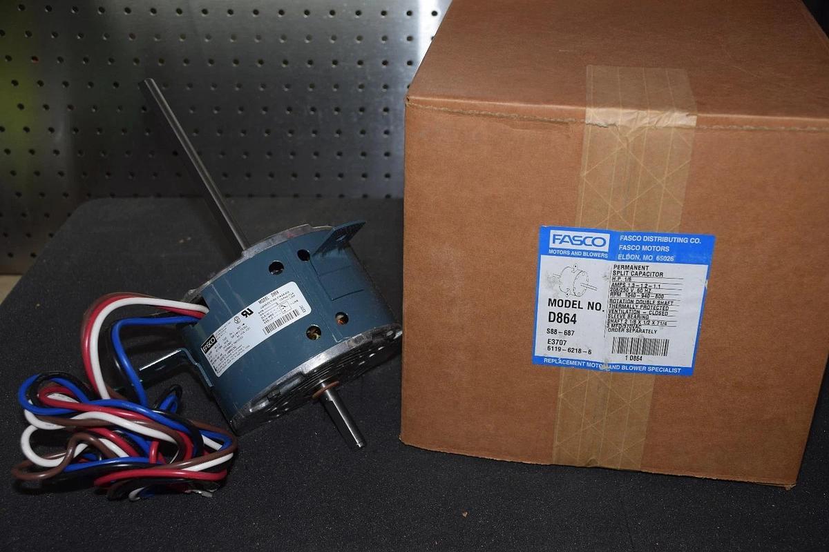 FASCO D864 1/6 HP 1.3-1.2-1.1 A 208/230V 60HZ 1040-940-800 RPM MOTOR NEW
