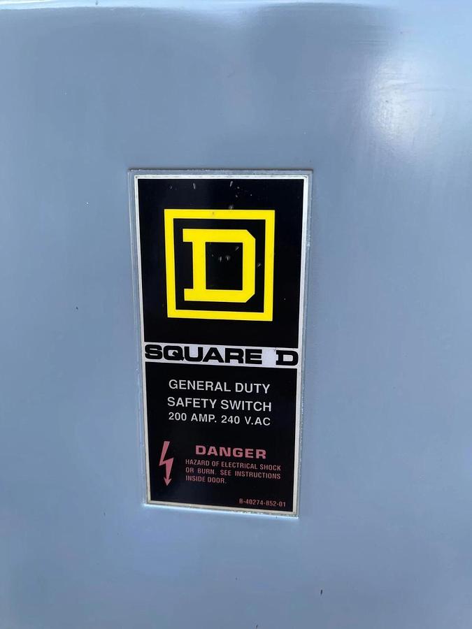 Used Square D Gen Duty Safety Switch DU324 Ser E2 200amp 200 A 200A 240v NON-FUSED