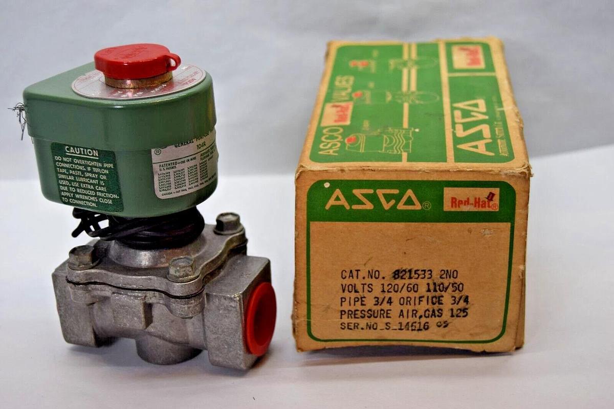 ASCO Solenoid Valve 821533 2NO 110/120v 3/4" 125psi (NEW)