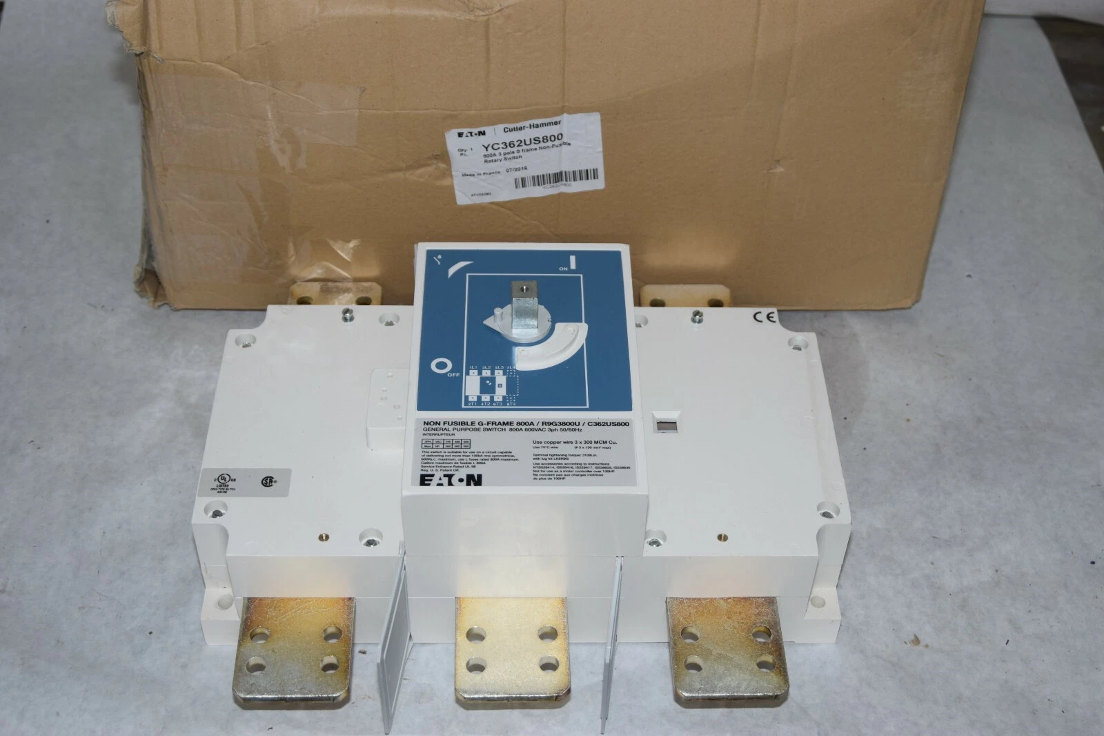 (New) Eaton YC362US800 R9G3800U / C362US800 800amp 3pole G frame rotary switch