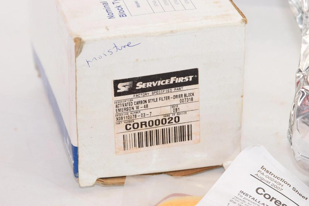 (NEW) SEVICEFIRST COR00020 Activated Carbon Filter Drier Block Emerson W-48