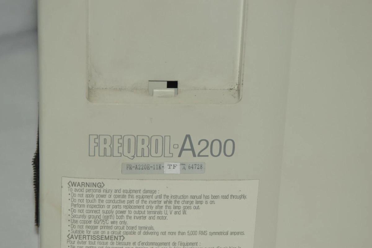 Used Mitsubishi Freqrol A200 Inverter Drive Model FR-A220E-11k-TF  15Hp ac drive