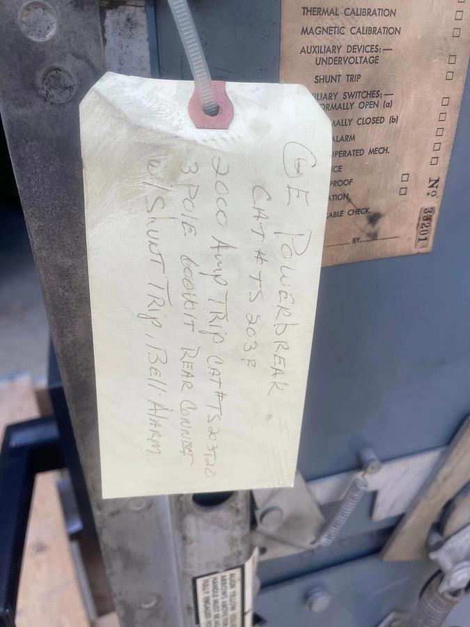 Used General Electric GE Power Breaker Circuit Breaker TS203F 2000a 2000 Amp Trip