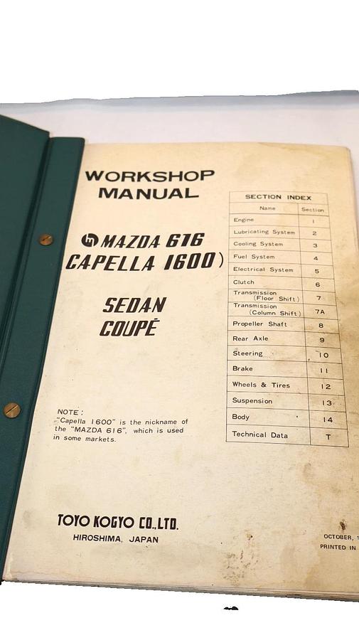 Used MAZDA 616 Capella 1600 Sedan Coupe Workshop Manual