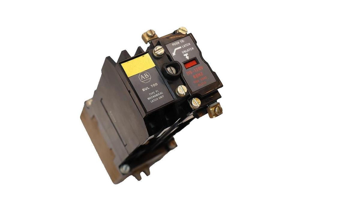 Used Allen Bradley Relay 700-PLLA1 Mechanical Latch Unit 700-P400A1 60A Coil: 120V
