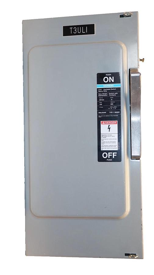 Used SIEMENS I-T-E Enclosed Switch NF353 Ser A 100A 100 Amp 600Vac 3 Phase Heavy Duty