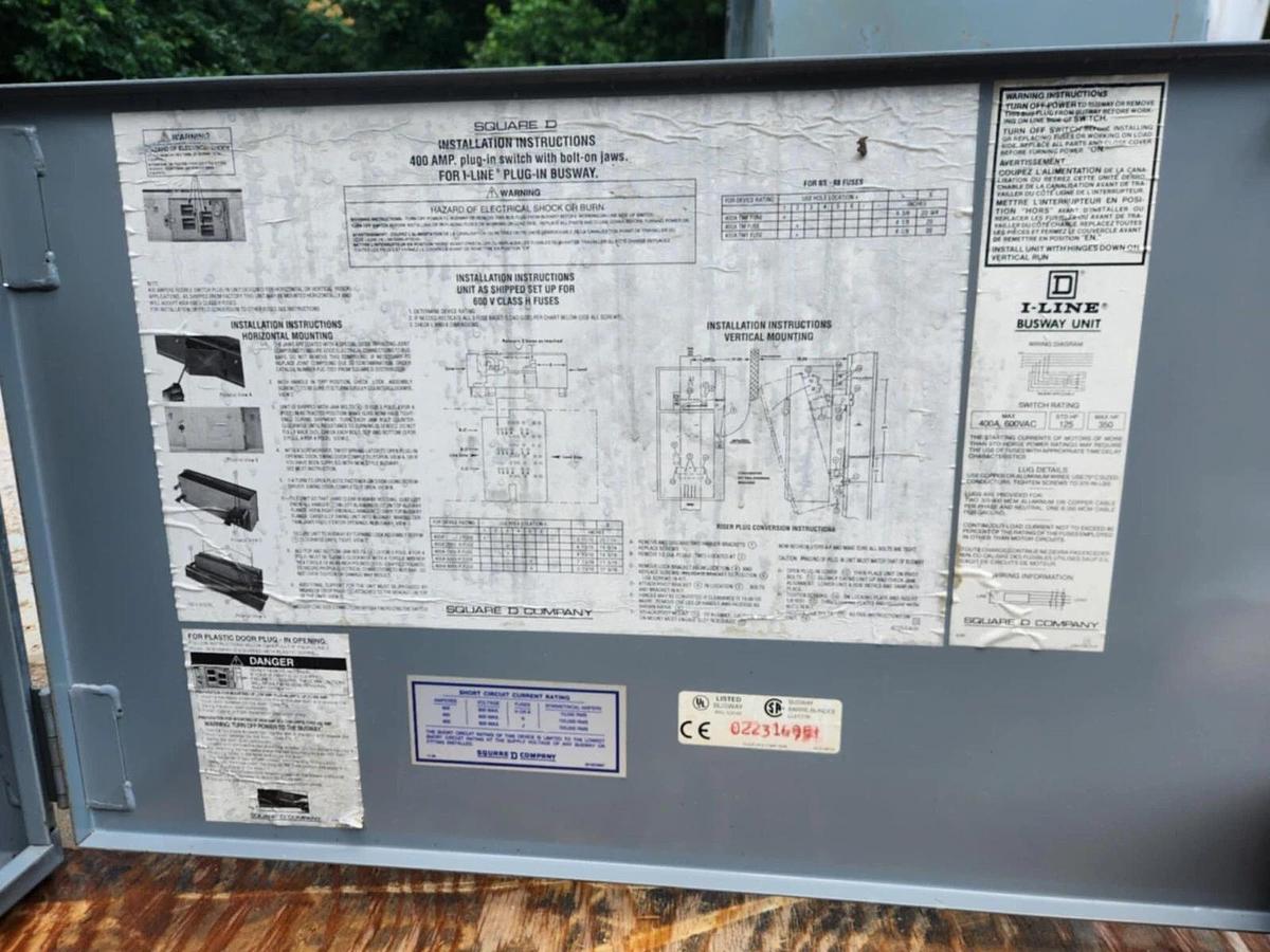 Used SQUARE D I-Line Fusible Busway Switch PBQ3640G 400A 400 Amp Ser 7 3P3W 600v 3ph