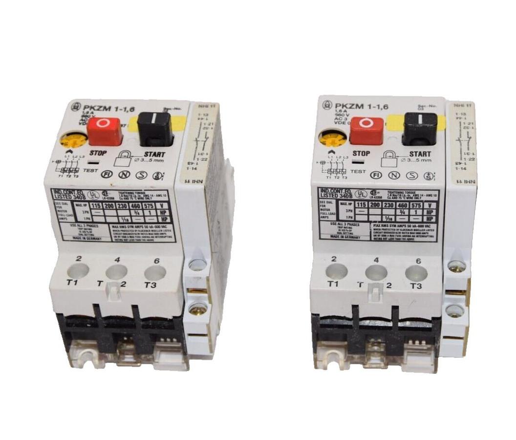 Used (Lot of 2) MOELLER PKZM 1-1,6 1-1,6Amp 660V Manual Starter/Protector