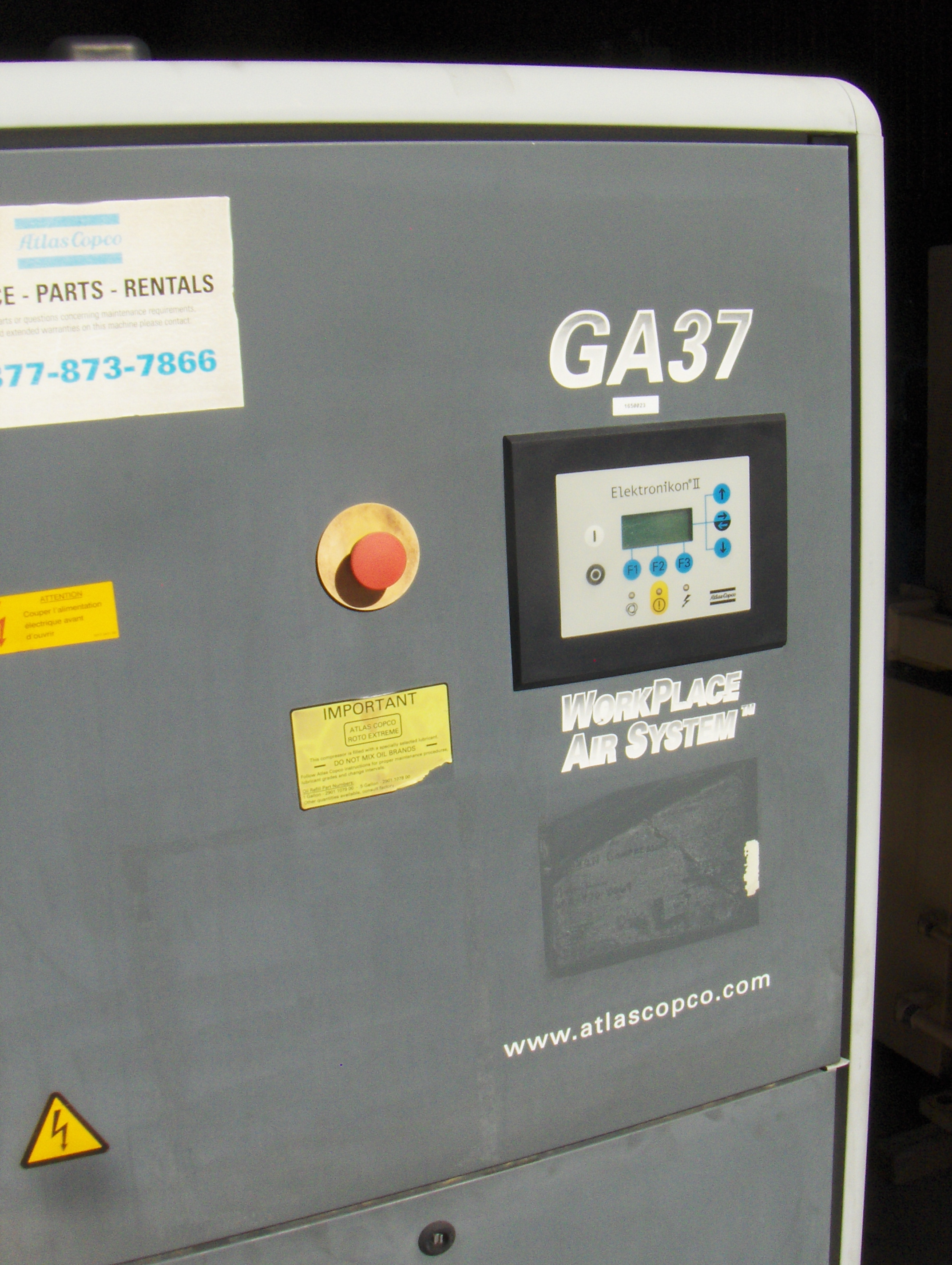 Used 50 Hp Atlas Copco Rotary Screw Air Compressor