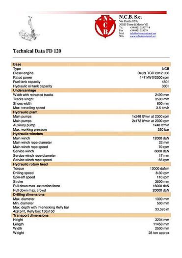 Used NCB FD 120 Foundation Drill Rig
