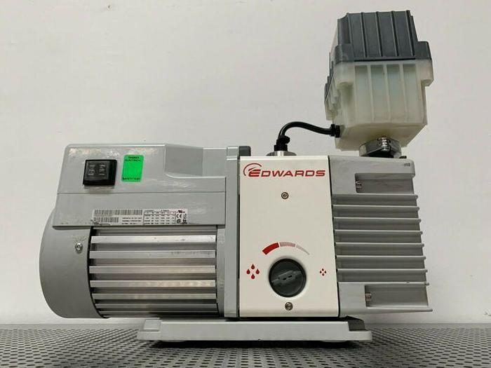 Used Edwards RV3 A65201903 Vacuum Pump 115V/230V w/ Edwards EMF20 Oil Mist Filter