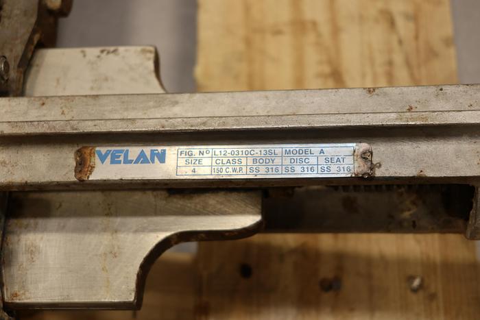 Used Velan 4" Hand Operated Knife Gate Valve #44256